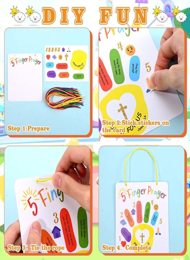 Sanixin 36 Set Religious Bible Crafts 5 Finger Prayer Craft Handprint Stickers DIY Art Crafts for Sunday School Classroom Church Religious Party Supplies (36) - Image 3